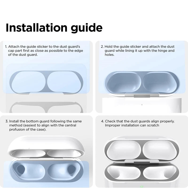 1-4Sets Metal Dustproof Sticker for Airpods Pro 3 Guard Ultra Thin Anti-Scratch Film Protector for Airpod Pro3 Case Accessories