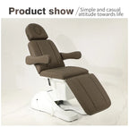 Multifunctional beauty salon equipment brown polyurethane leather 3 motor reclining electric massage face wash bed