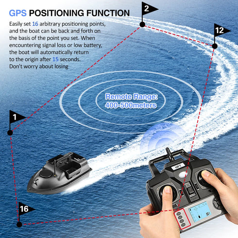 Modern GPS Fishing Bait Boat with 3 Bait Containers 12000mAh Wireless Bait Boat with Automatic Return Function Various styles