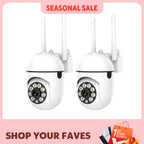 2PC Ease Life APP Wireless 1080P HD Indoor/Outdoor WiFi Security Camera, Color Night Vision, 2-Way Audio, 360° Pan/Tilt/Zoom, Mo