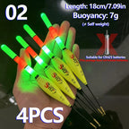 4PCS Fishing Night Float Electronic Luminous Bold Visibility European Carp Fishing Set Luminous Float (Excluding Battery)