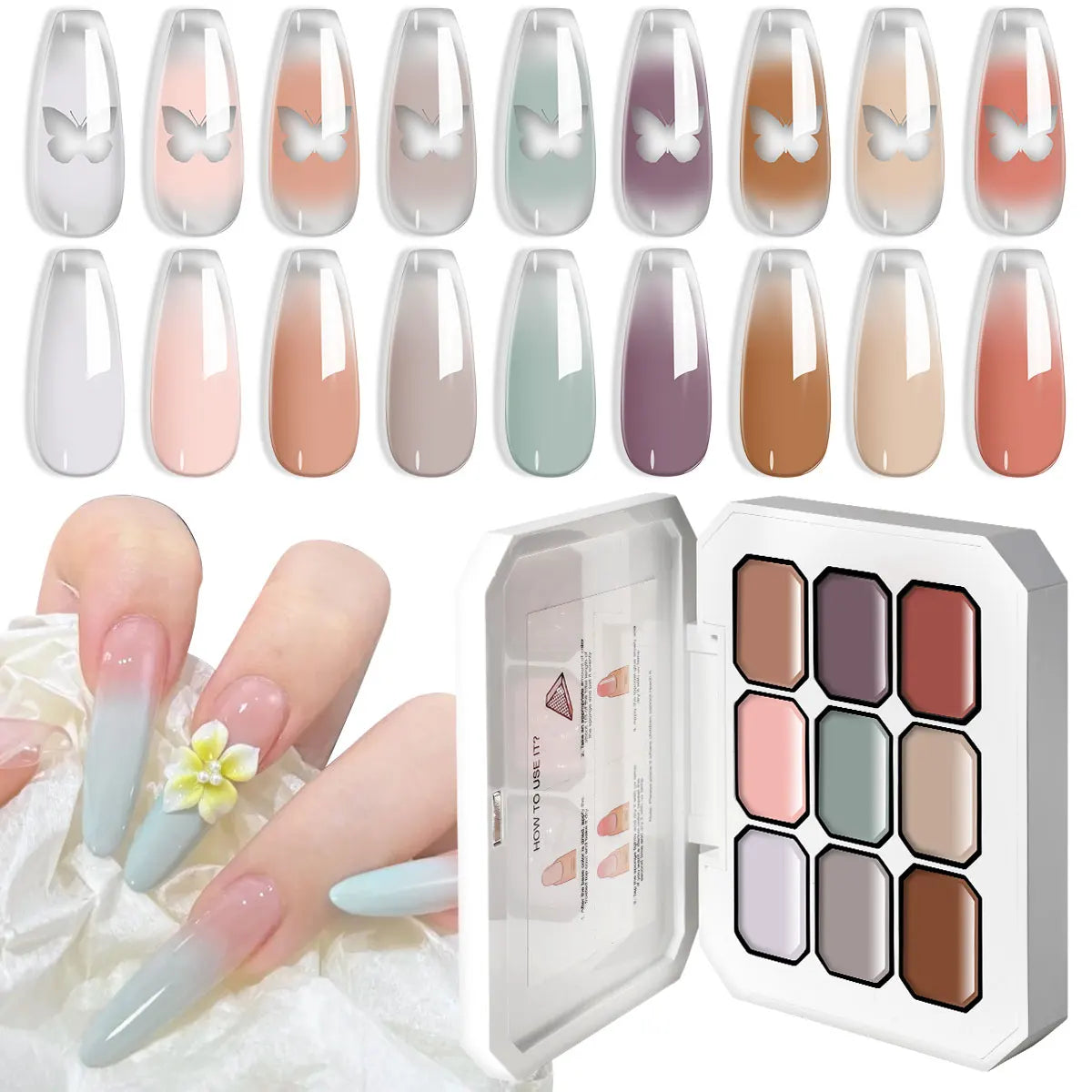 LIMEGIRL Gradient Gel Set Semi Permanent-High Glossy-Gradient-Colorful Nail Gel Polish Kit Soak Off Varnish for Nail Art Design