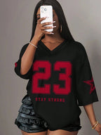  Casual Minimalist Letter NO.23 Graphic T-Shirt For Women Summer Sports Jersey Suitable For Basketball Games Y2k Ladies Clothes