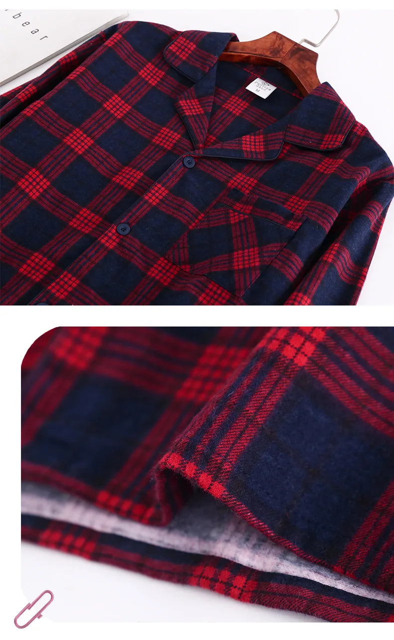 Men's Home Suits Long-sleeved Trousers Suits for Autumn and Winter Pijamas for Men Flannel Plaid Design Pajamas for Men