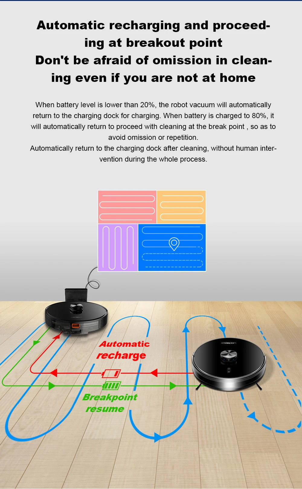 Liectroux / LILIN X6 Robot Vacuum Cleaner,Laser System,Wet Dry Mopping,6500Pa, Multi-Floor Map,Zone Cleaning,APP Restricted Area