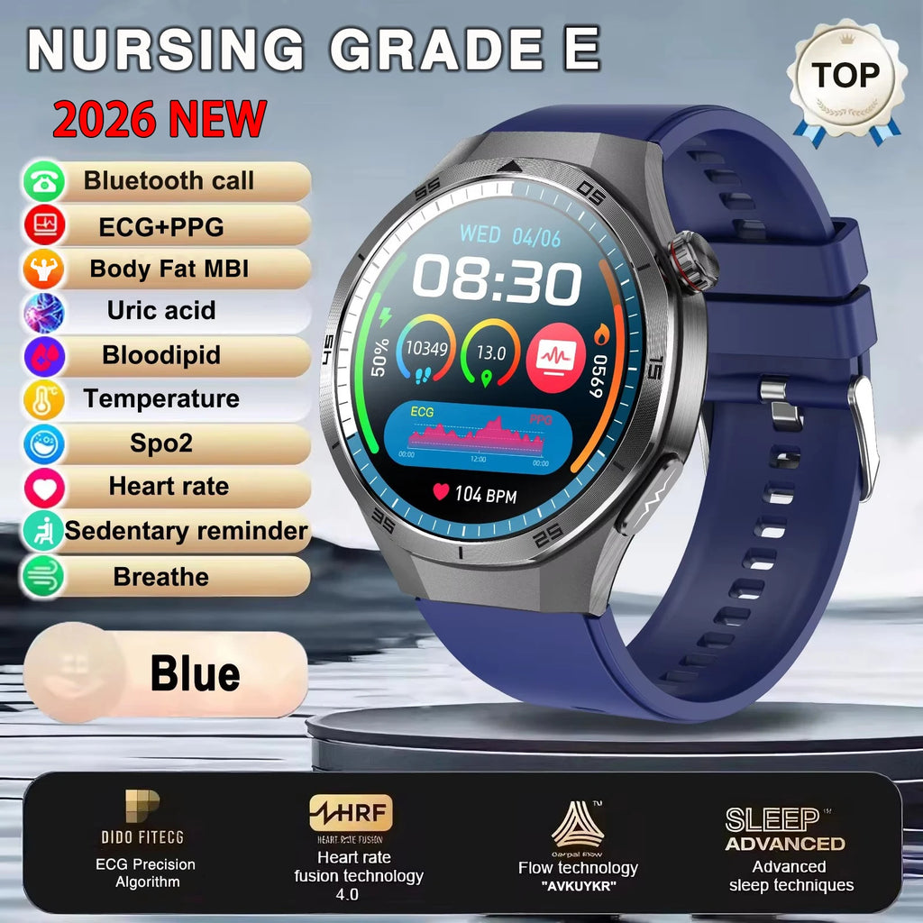 2026 New Nursing Grade ECG+PPG Smart Watch Health Analysis Blood pressure Lipids Uric acid Wireless HD Call Smartwatch Men Women