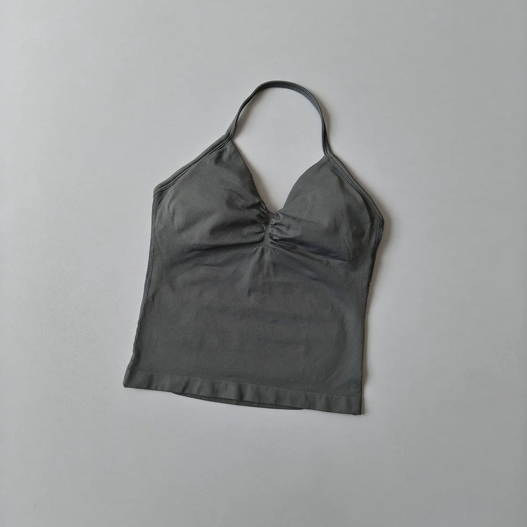 Longline Strappy Top Yoga Vest Woman Backless Tank Tops Sports Fitness Bras Running Workout Gym Halter