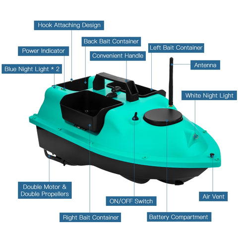 Modern GPS Fishing Bait Boat with 3 Bait Containers 12000mAh Wireless Bait Boat with Automatic Return Function Various styles