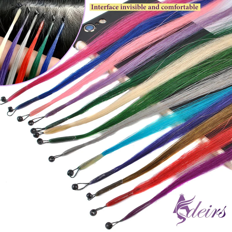 ADEIRS Color  8D Tip Hair Extensions 100% Real Human Hair Microbeads Extensions Color Purple Blue Pink Gray 18-20inch Secondary image