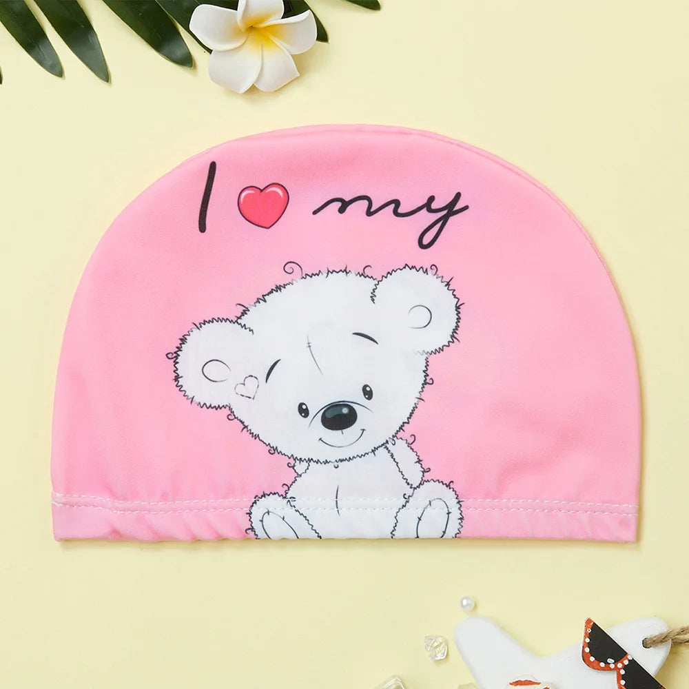 Kids Swim Cap Cartoon Pattern High Elastic Ear Protection Breathable for Pool Swimming Boys Girls Comfort Fit