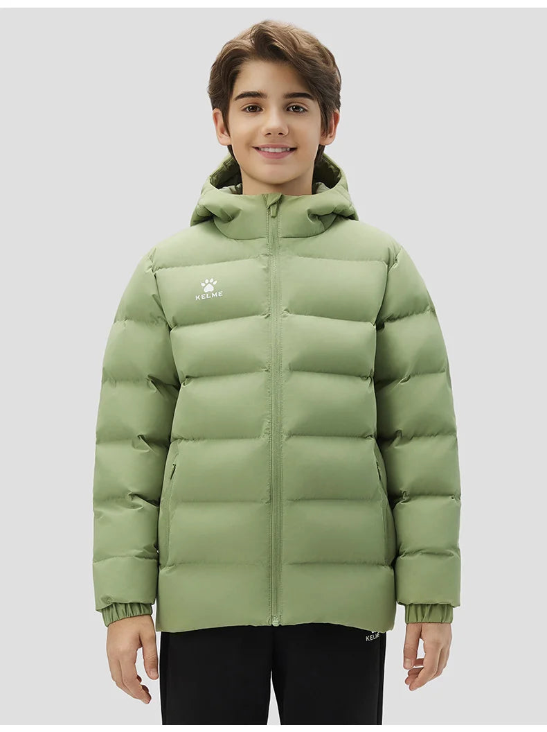 Kelme Children's Warm Cotton Jacket Winter Football Training Cotton Jacket Student Sports Down Jacket Coat