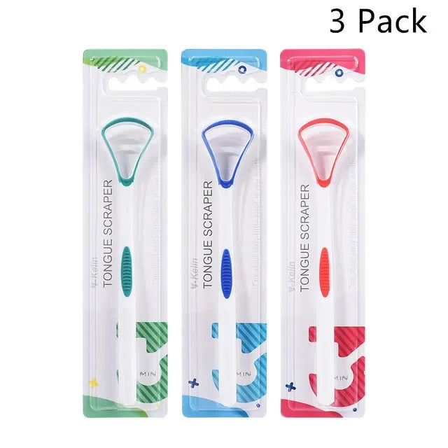 Y-Kelin Sales Silicone Tongue Scraper Brush Cleaning  Food Grade Single Oral Care To Keep Fresh Breath 3Color Pack No.1