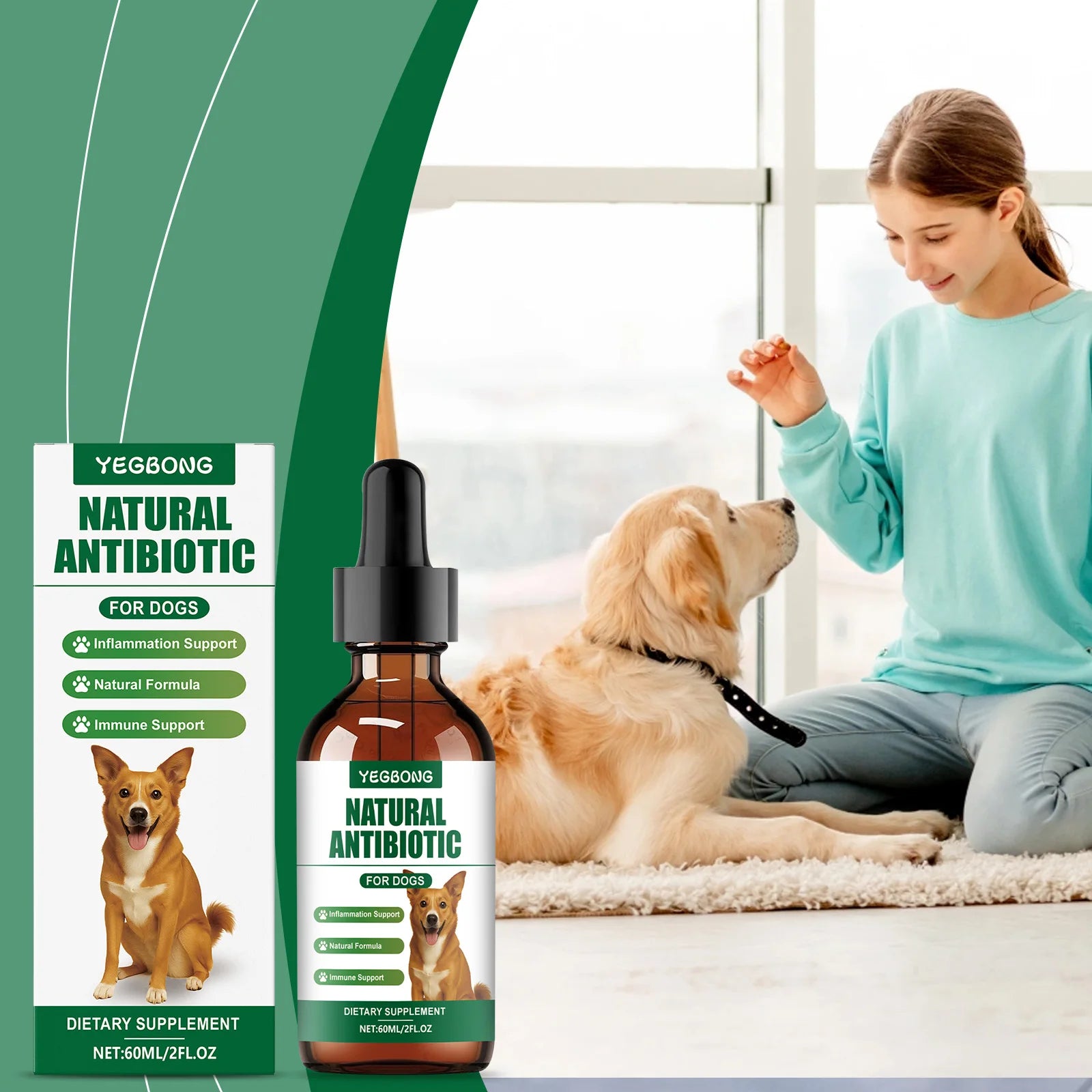 60ml Immune-Boosting Multivitamin Supplement for Dogs, Gentle Formula to Relieve Skin Discomfort, Daily Nutrition Supplement Main image