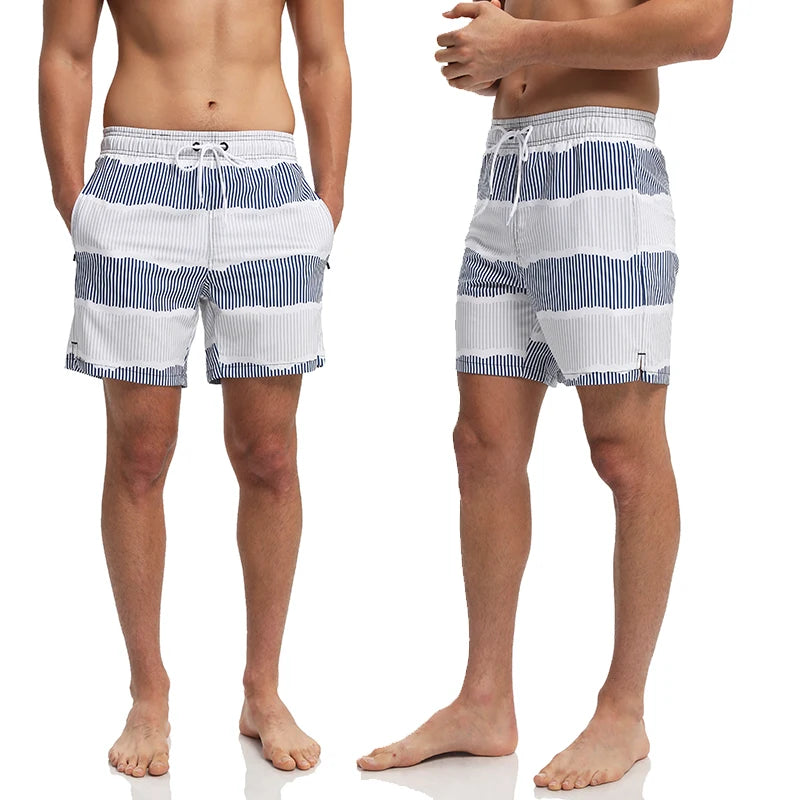 ESCATCH 2026 New Arrival Mens Swimming Trunks Compression Liner 2 in 1 Printing Quick-Dry Gym Sports Mens Shorts Zipper Pockets