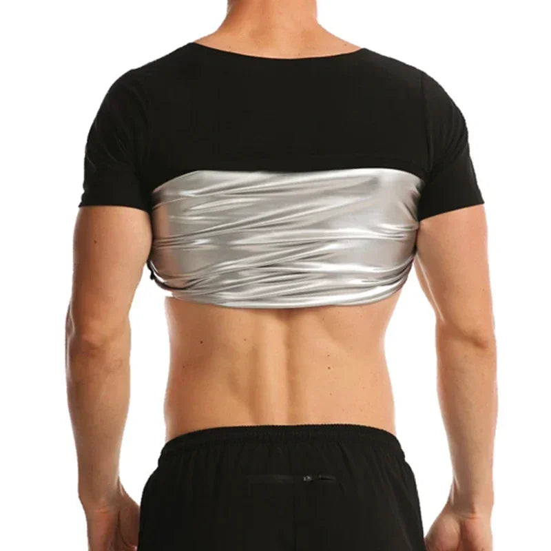 Men Sweat Sauna T-shirt Heat Trapping Compression Shirts Waist Trainer Sportswear Slimming Sauna Suit Fitness Fat Burning Tops