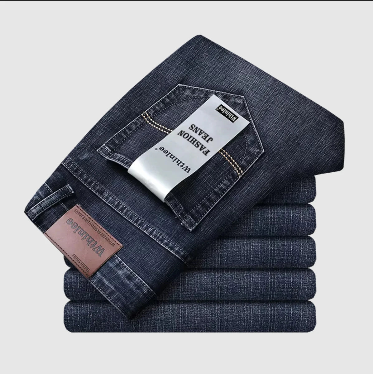 Wthinlee New Business Men's Jeans Casual Straight Stretch Fashion Classic Blue Black Work Pant Denim Trousers Male  Clothing