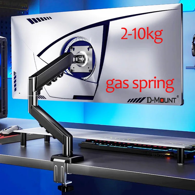 D-MOUNT D90 metal alumin 2-10KG 13"-32" monitor desktop stand mount gas spring arm full motion rotate clamp 0-60mm grommet Main image