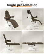 Multifunctional beauty salon equipment brown polyurethane leather 3 motor reclining electric massage face wash bed