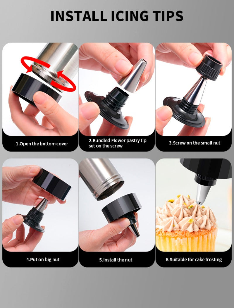 Stainless Steel Cookie gun Cake Cream Decorating Gun Cookie Making Machine Nozzles Mold Pastry Syringe Extruder Baking Tools