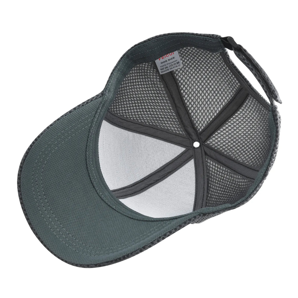 FEICUI Unisex Summer 6-Panel Baseball Cap Mesh Running Hats Pure Color Trucker Cap Breathable Outdoor Sports Quick Dry Hat