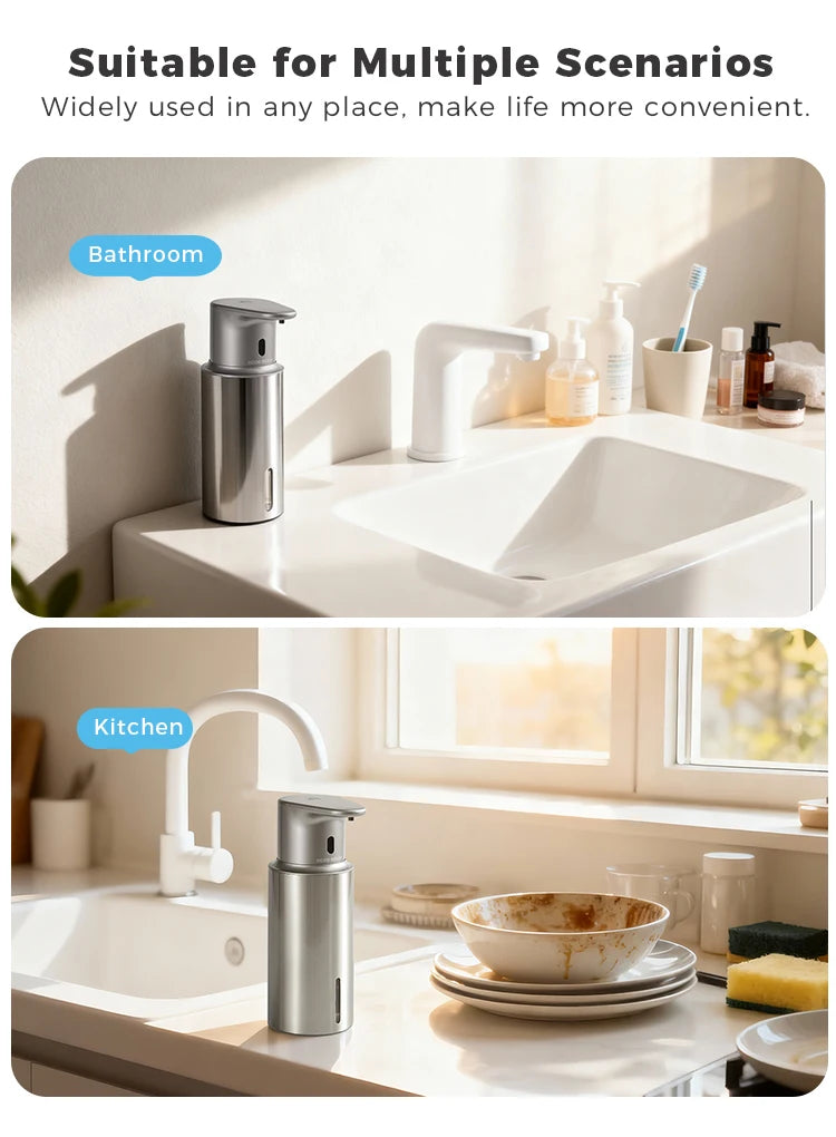 480ml Kitchen Soap Dispenser Automatic Sensor Hand Sanitizer Machine Intelligent Electric Body Wash Soap Dispenser 304 Stainl