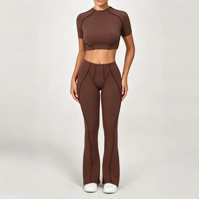 Seamless Yoga Sets Sports Fitness High Waist Hip-lifting Shapeing Trousers Backless Bra Suit Workout Gym Leggings Sets for Women