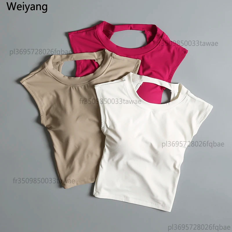 Sexy Backless Sports Vest for Women Fixed Chest Pad Tight Quick-Drying Slim Yoga Top Breathable Fitness Shirt