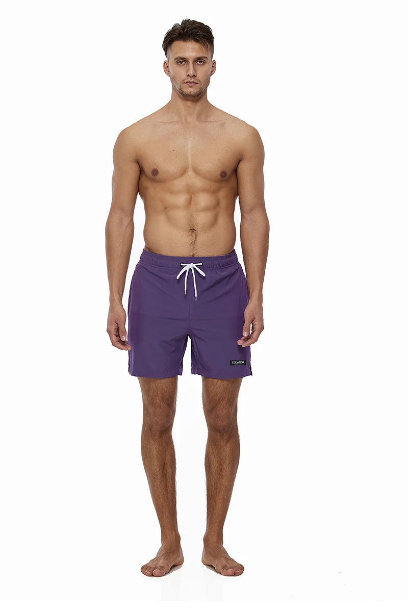 Escatch 2026 Summer Man Swimwear Solid Multicolor Polyester Mesh Liner Side Zipper Pocket Maillot De Bain Homme Sport Shorts