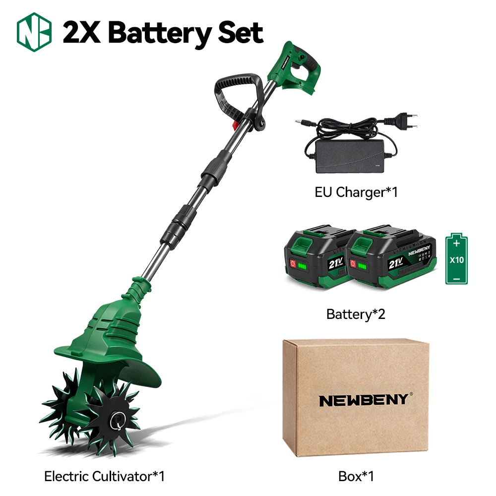 NewBeny Electric Garden Tiller Cultivator Scarifier Foldable Rototiller Soil Loosener Garden Tool