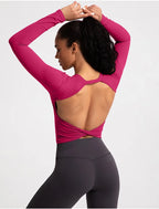 Cloud Hide Black Beauty Back Yoga Shirts Women Long Sleeve Blouse Plus Size Sports Gym Fitness Top Running T-Shirt Workout Shirt