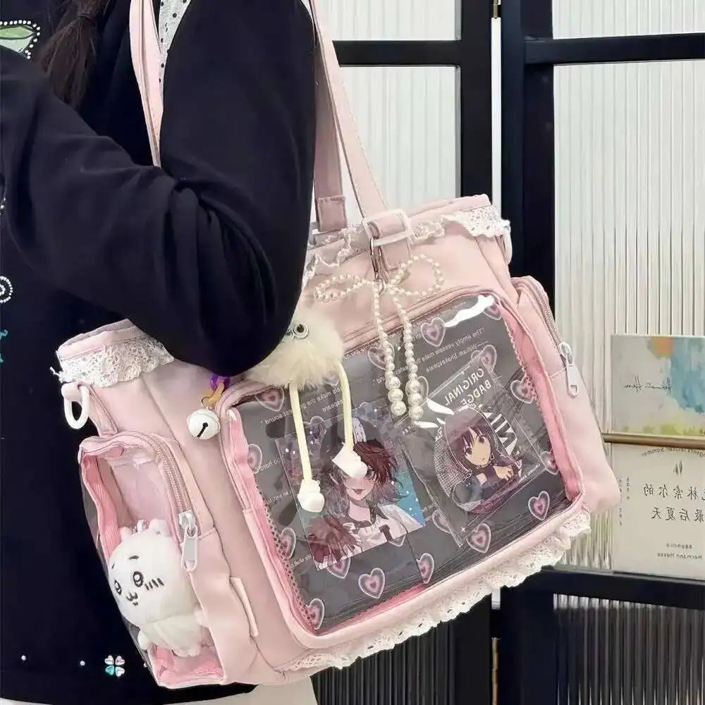 New Y2K Cute Japanese Ita Bag Lolita Girl Transparent Shoulder Tote Bag Large Capacity Crossbody Casual Bag DIY Display Handbags Main image