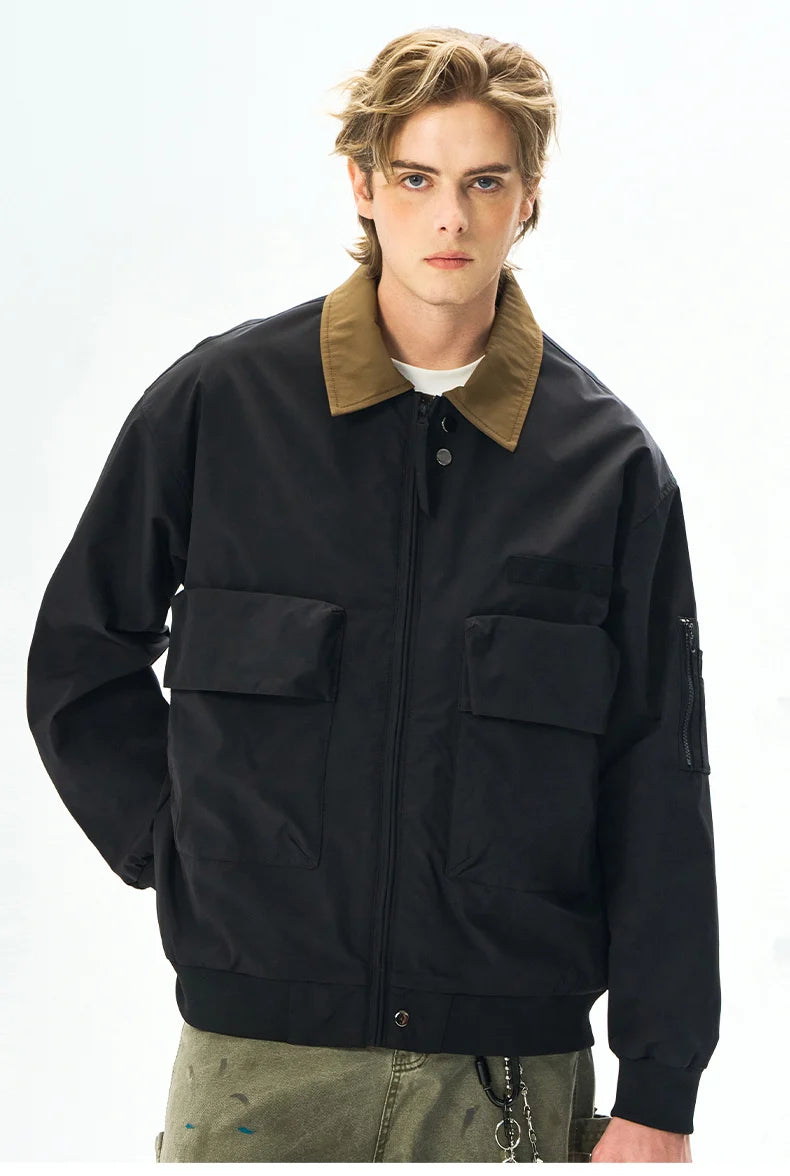 Men's Spring Casual Blazer Jacket Turn-Down Collar Stylish Versatile Office Wear Lightweight Coat Trendy Man Large Pocket Jacket