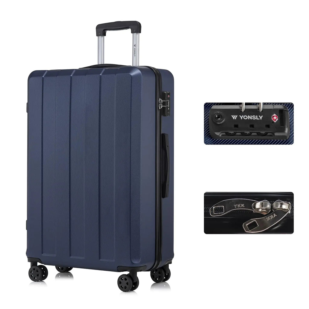 YONSLY Hardshell Suitcase 20/24/28 Inches with TSA Lock YKK Zipper 4 Silent 360° Wheels Mesh Compartment Trolley Rolling Luggage Hand Luggage Suitcase for Business Trips, Vacations, Family Journeys, and Weekend Getaways