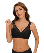 Sheroine Plus Size Women's Lace Floral Minimizer Bra, Underwire Full Coverage Unpadded Bras for Women Lifting Support Comfort