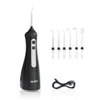 SEJOY Portable Electric Water Flosser Irrigator Dental Teeth Whitening strips 350ML Tank 5 Modes 5 Jet Tips For Home Travel
