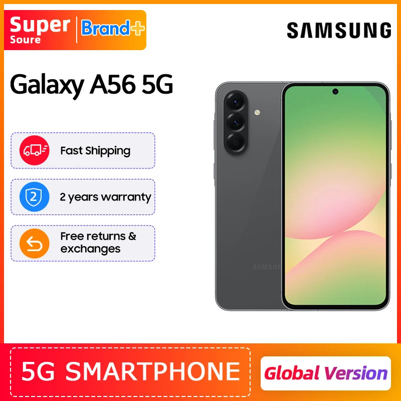 Samsung Galaxy A56 5G Smartphone 6.7inches Super AMOLED Display 120Hz Refresh Rate 50MP Rear Camera 5000mAh Battery 8GB 256GB Main image