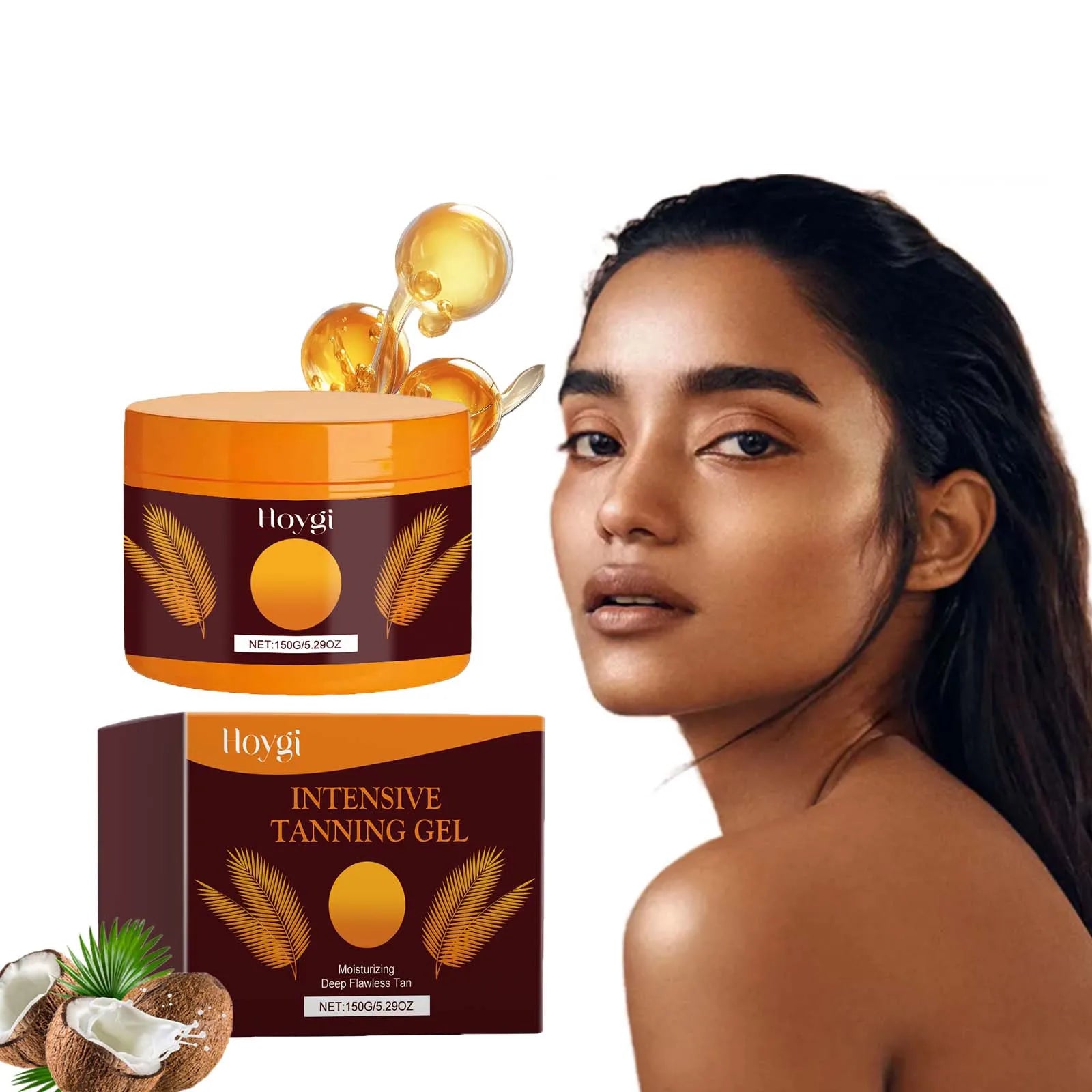 Sunless Tanning Gel Intensive Self Tanner Face Body Natural Bronzer Wheat Moisturizing Hydrating Summer Sunbed Self Fake Tan Gel Main image