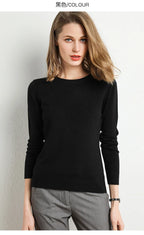 Women Slim O-Neck Pullover Cashmere Wool Blending Sweater Autumn And Winter Long-Sleeved Knit Bottoming Shirt Large Size 2024