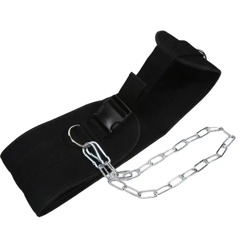 Thicken Weight Lifting Belt With Chain Dipping For Pull Up Carrying Fitness Back Muscle Strength Training