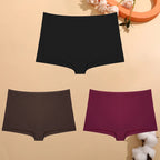 FINETOO 3PCS Women's Cotton Boyshort Panties Breathable Low Waist Solid Colors Underwear Female Casual Sports Boxers Underpants