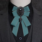 Fashion Ribbon Ribbon Bowtie Rhinestone Crystal Bow Tie Fabric Cloth Art Handmade Neck Tie For Men and Women