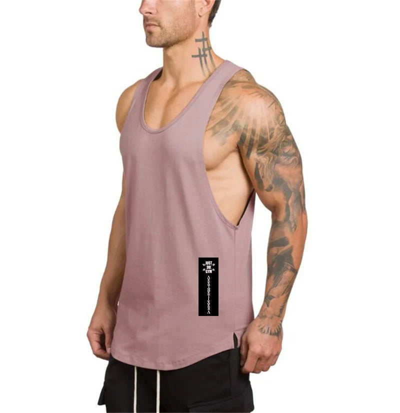Brand Gym Sport Clothing Cotton Singlets Bodybuilding Stringer Tank Tops Mens Fitness Shirt Muscle Guys Sleeveless Running Vests