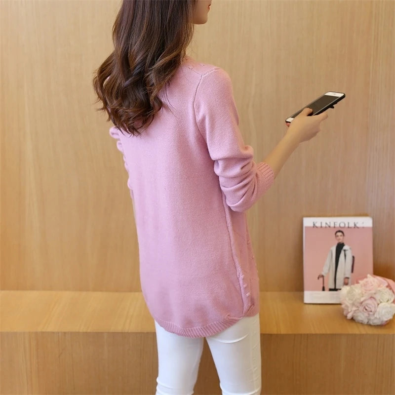 Knitted Jumper Autumn Winter Tops O-neck Long Sleeve Pullovers Casual Warm Women's Sweaters Midi Long Slim Sweater Girls