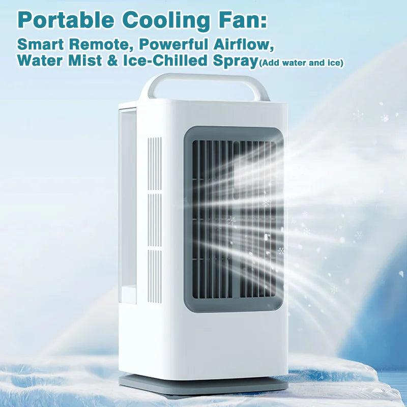 Portable Cooling Fan, Intelligent Remote & Touch Control, Timer, Strong Wind, Water & Ice Cooling, Multifunctional Air Cooler fo