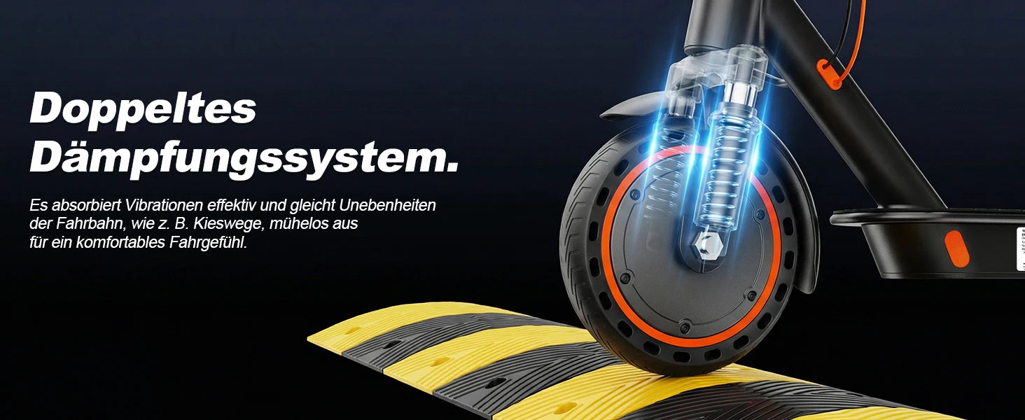 TODIMART T6 ABE E Scooter Mit Straßenzulassung, 30-35 km range, 350-500W brushless motor, dual brakes, and 8.5-inch run-flat tires