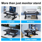 Oatsbasf Computer Monitor Stand Laptop TV Holder Monitor Shelf 360° Rotation Computer Desk Height Adjustment 50LB Load Bearing
