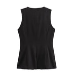 MUJER 2025 White Sleeveless Vest Women Button Summer Vests for Women Jacket Pink Vest Top Women Streetwear Women's Tailored Vest