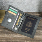CONTACT'S Genuine Leather Passport Wallet Card Holder Coin Purse AirTag Slot Men Travel Wallet Women‘s Purse Passport Cover Bag