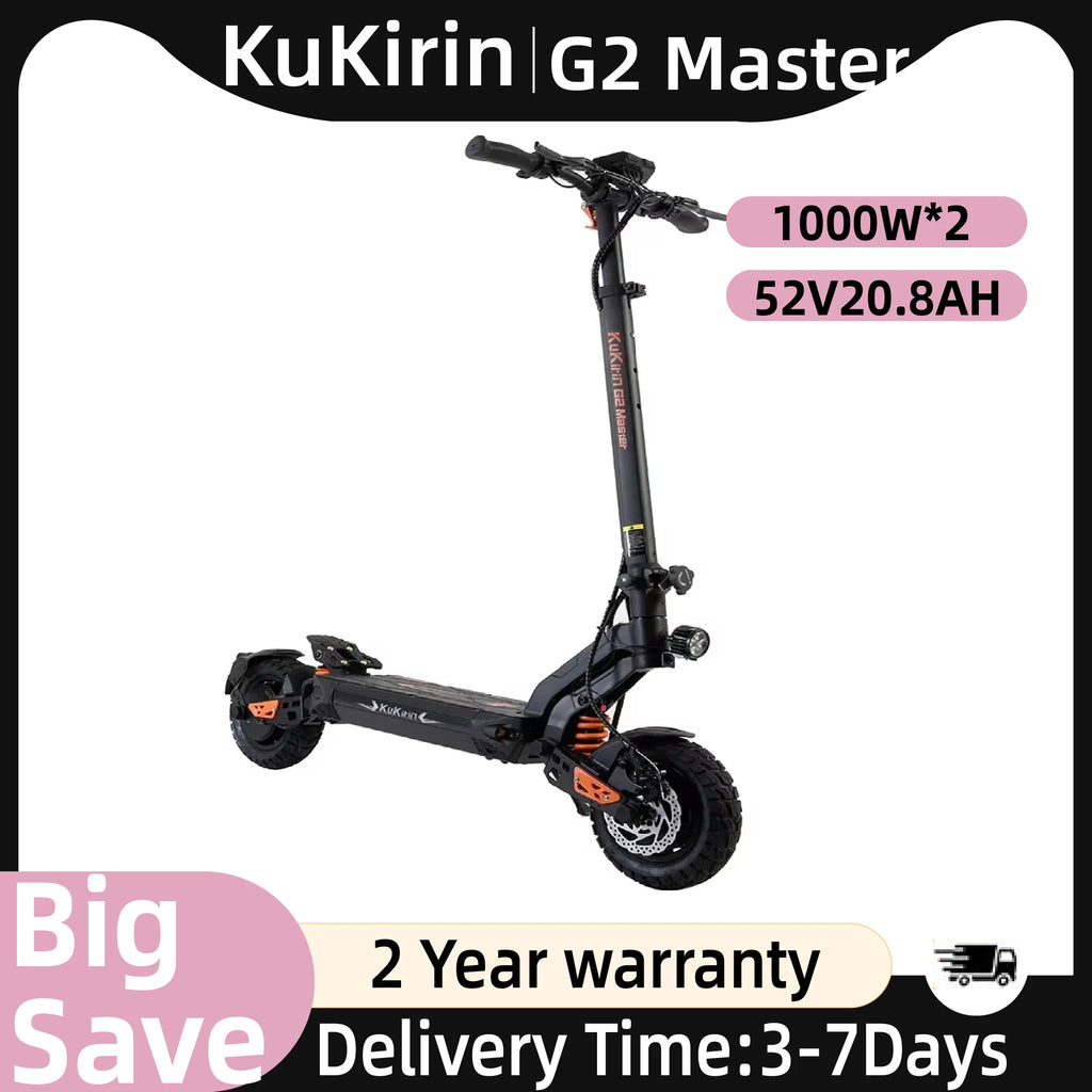 KuKirin G2 Master Electric Scooter 1000W*2 Dual Motor 52V 20.8Ah 60km/h Max Speed Front&Rear Disc Brake Hydraulic Shock Absorber