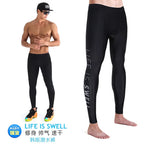 Man Quick drying sun protection pure black letter diving and surfing waterproof female capris nylon hot spring swimming pants